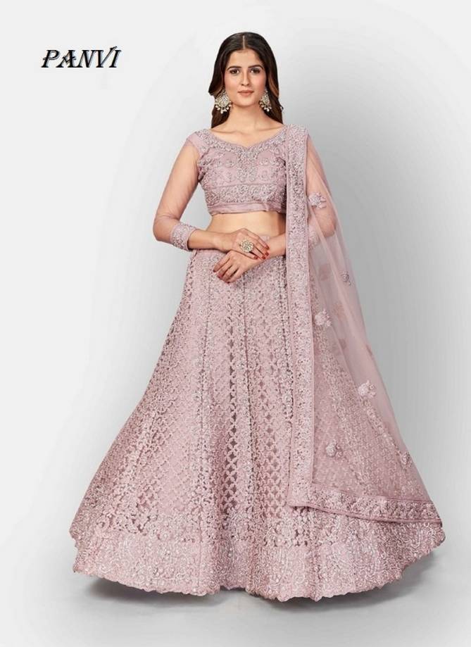 PANVI AZA Latest Fancy Designer Heavy Stylish Wedding Wear Soft Net Dori And Zarkan Work Lahenga Choli Collection